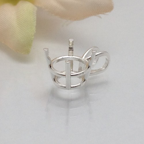 Sterling Silver Round 4-Prong Pre-Notched Pendant Mounting (3.5mm to 10.5mm). - Picture 4 of 6