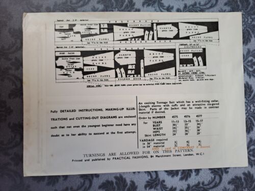 50s Practical Paper Sewing Pattern Vintage Unused Girls Suit 11 to 13 yrs - Picture 2 of 2