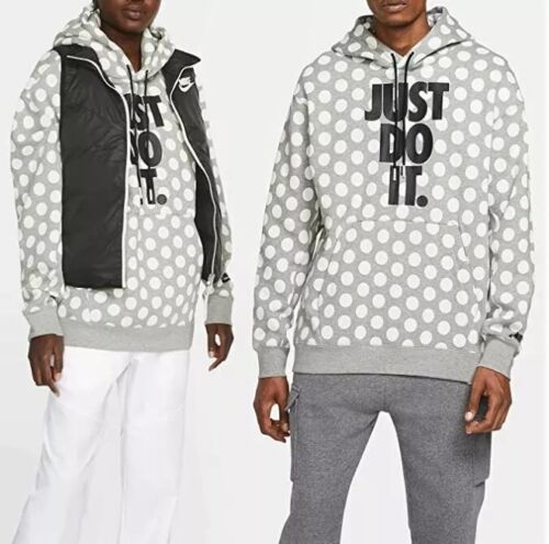 Nike Sportswear JDI Pullover Hoodie Polka Dot Gray White BV5529-063 Sz M - Picture 2 of 4