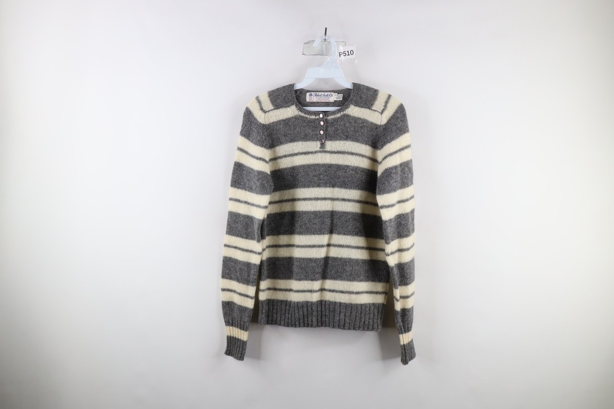 Vtg 60s 70s Mid Century Modern Womens 40 Wool Knit Striped