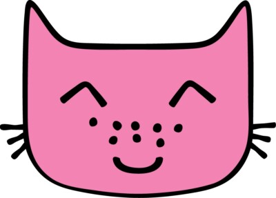 3  Cat Sticker Blue Happy Pink Cute Hippy Hippie Kitten Whisker Kitty Boho