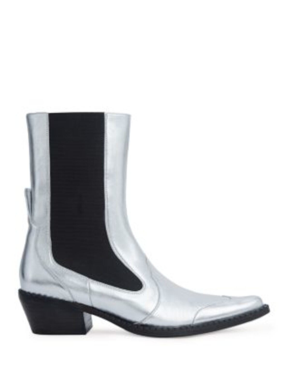 BY FAR Женские серебристые туфли на каблуке с язычком Otis Toe из кожи Челси 39 18090₽