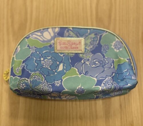 Lilly Pulitzer for Estee Lauder Cosmetics Makeup Bag Blue Floral