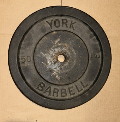 Poids Vintage York Barbell - Plaque Musculation Strongman, Fonte, Années 10