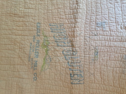 "Antiguo edredón hecho a mano cosido y acolchado saco de harina respaldo 81 X 67""" - Imagen 8 de 21