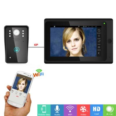 7'' TFT LCD Video Door 92° View Angle Wireless Wifi Doorbell Intercom APP Remote