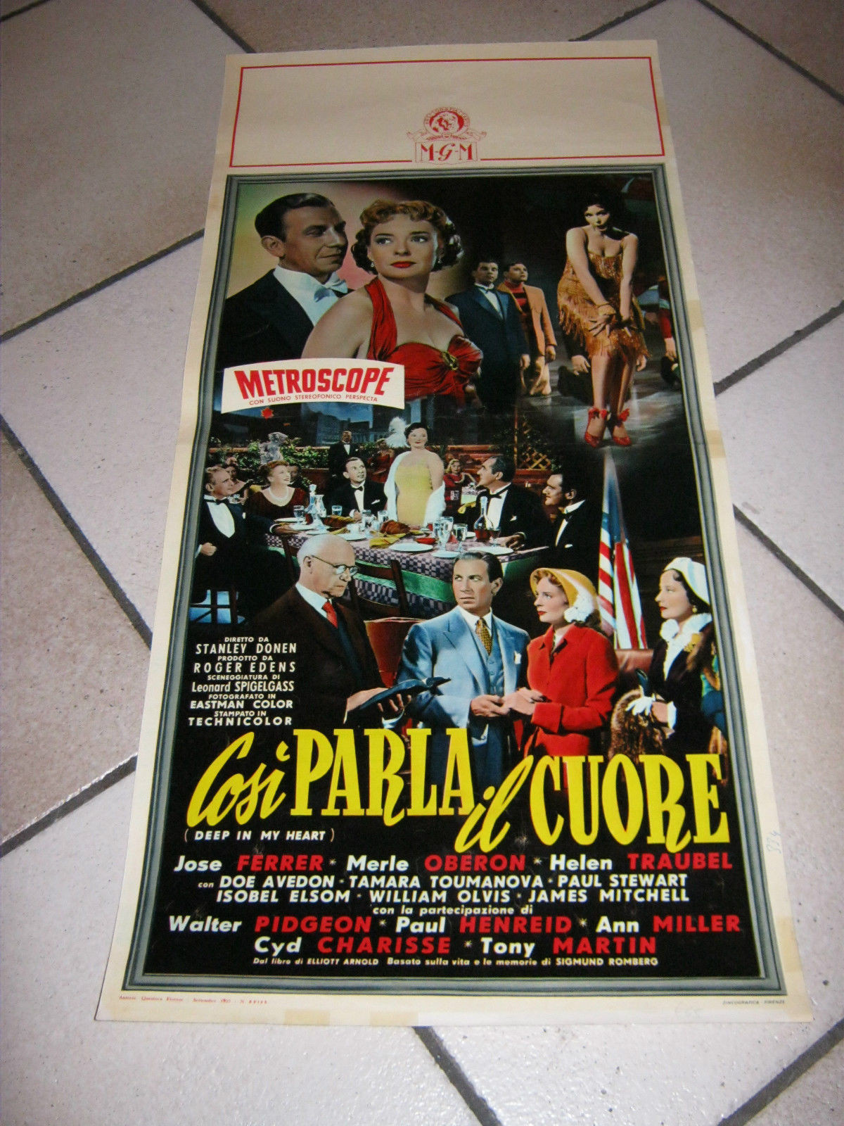 Locandina originale film Così parla il cuore (1954) - Regia di Stanley Donen