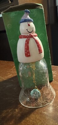 Snowy Pals Bell Glass 7'' Snowman Bell Christmas Holiday By Global Innovations