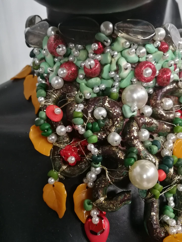 mujer joyería victoriana gargantilla collar perla strass collar collar bordado Foto 2 de 4