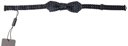 Dolce & Gabbana Gray Polka Dot Silk Adjustable Neck Men Papillon Bow Tie