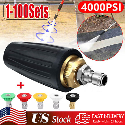 4.0GPM High Pressure Washer Rotating Turbo Nozzle Spray Tip 4000PSI 1/4'' Quick
