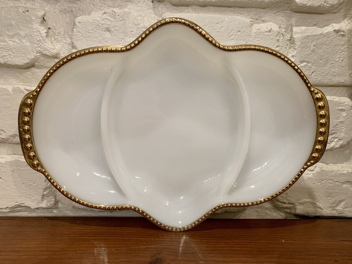 Buy Vintage Fire King Oven Ware White Milk Glass with Gold Trim