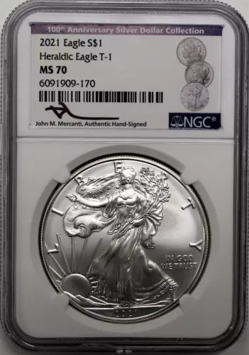 2021 $1 Silver Eagle Type 1 NGC MS70 Mercanti Signature