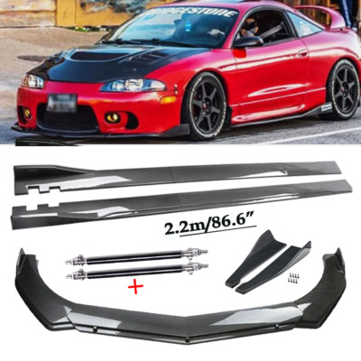Carbon Fiber Front Bumper Lip Chin Spoiler For Mitsubishi Eclipse GSX Side Skirt