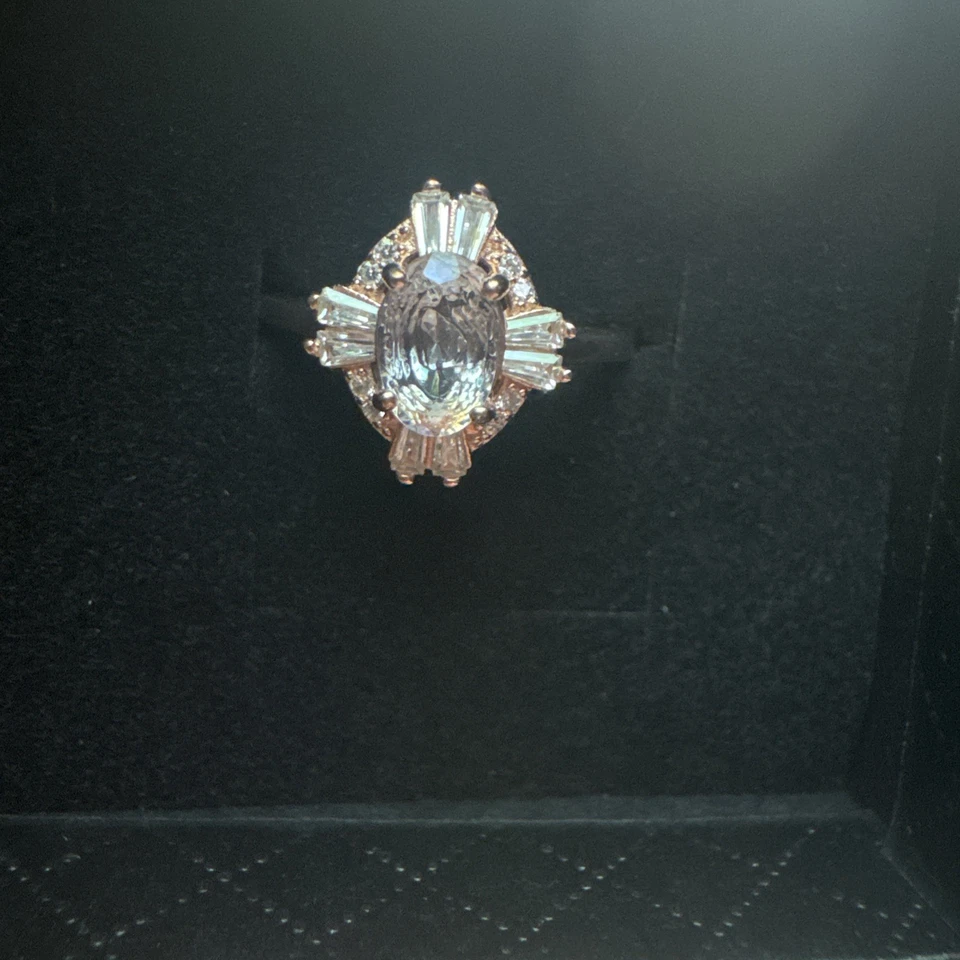 Натуральный мадагаскарский лунный камень 0,80 карата покрытие розовым золотом серебро 925 пробы размер 7 - Изображение 4 из 4