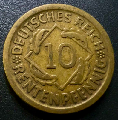 GERMaNY - Weimar Republic (1918-1933) Alu.-Bronze Coin 1 Rentenpfennig 1924 D *