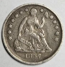 1857 P Philadelphia Mint Seated Liberty Half Dime 5c 90% Silver Coin d471