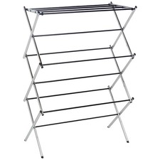 Amazon Basics Foldable Portable Metal Clothes Drying Rack, Chrome Silver