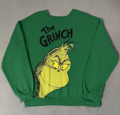 The Grinch Dr Seuss Green Holiday Ugly Christmas Sweatshirt Sweater Jacket XL