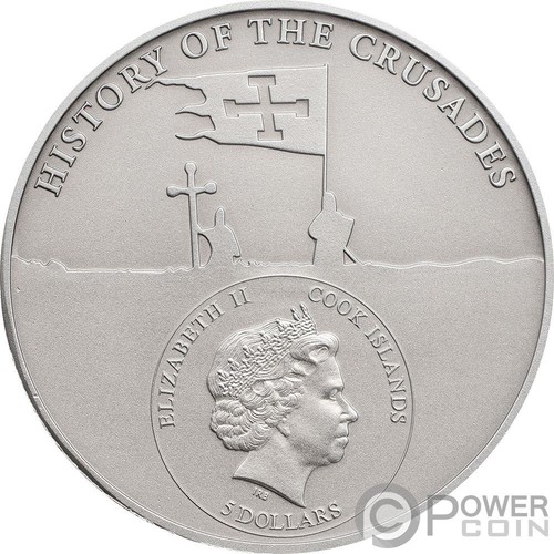 Moneda de plata LIVONIAN CRUSADE Northern History 1 OZ 5$ Islas Cook 2018 - Imagen 2 de 4