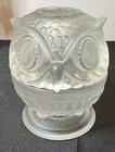 Vintage Fenton Clear satin Glass Owl Fairy Lamp Art Glass Candle Holder