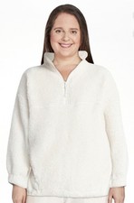 New No Boundaries Ivory Plush Fleece 1/2 Zip Pullover Pocket Multiple Sizes