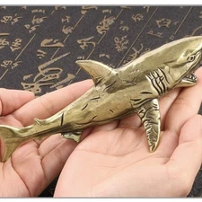 Brass shark Figurines Sea Animal Statue Desktop Ornaments Decorations Crafts