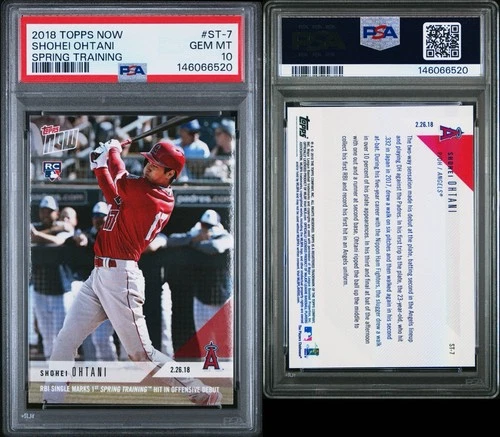 2018 Topps Now Shohei Ohtani #ST-7 RC PSA 10 Gem Mint Rookie Card 1st hit In ST