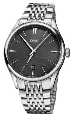 Oris Artelier Datum Automatik Stahl Grau Ziffernblatt Herren Armbanduhr 733 7721