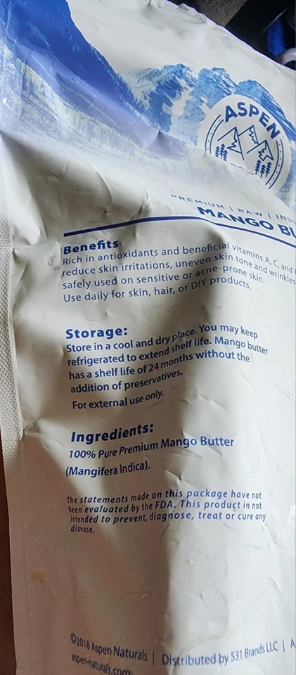 Raw Mango Butter 100% Pure Organic Natural Unrefined For Skin Body Hair Bulk  - Image 3 of 4