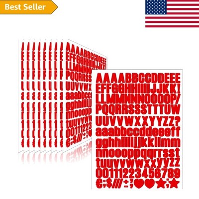 Durable 1/2 Inch Red Vinyl Alphabet Stickers - 1550 Pcs for Personalization