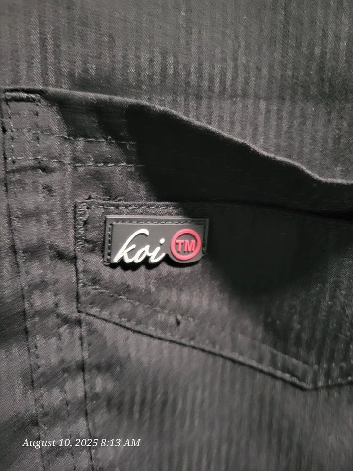 KOI LITE SIZE M SLIM FIT Black V-NECK-STRETCH PANELS WOMEN'S SCRUB TOP - Image 2 of 4