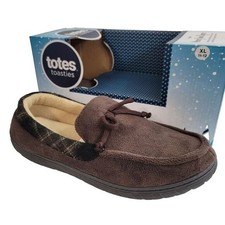 Totes Loafer Slippers Mens XL 11-12 Faux Suede Slip On Chocolate Brown NEW