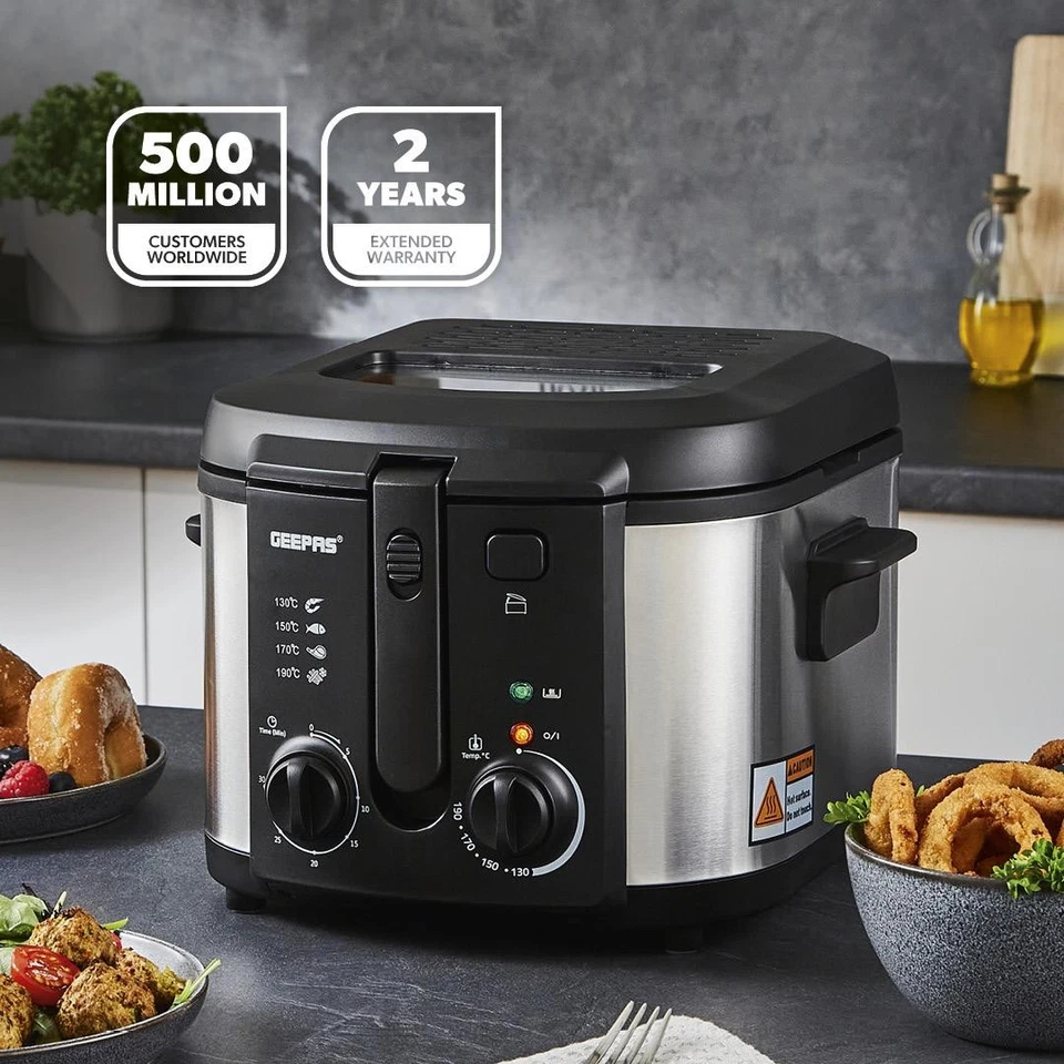 Deep Fat Chip Fryer 3L Basket Oil Fried Food Non-Stick Oil Tank 2180W Geepas - Image 2 of 4