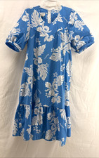 Helena's Vintage Made in Hawaii Blue Floral Muumuu Midi House Dress sz M