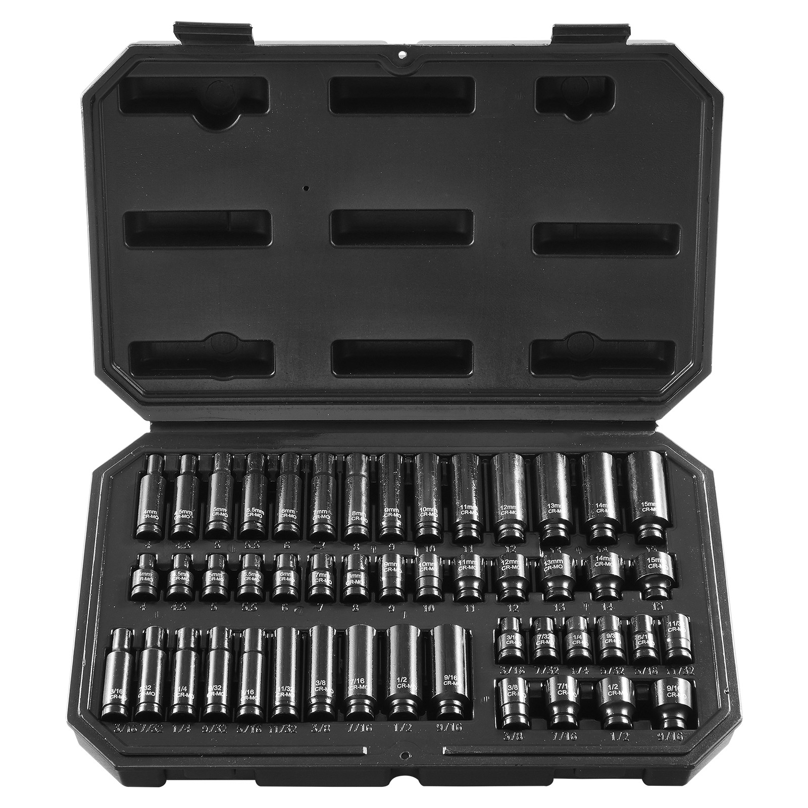 VEVOR Impact Sockets Set 48pcs 6-Point 1/4"" Drive Bit Ratchet Tool Kit Case