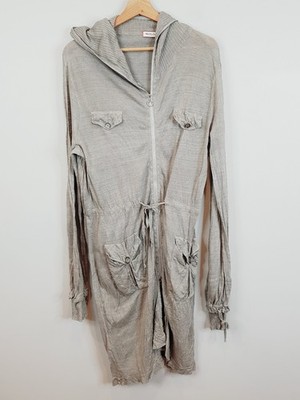 MAX & CO Womens Size M or 12 Khaki Linen Hooded Zip Up Jacket