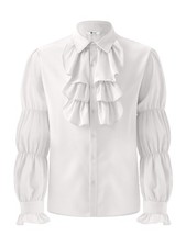 Runcati Mens Pirate Shirt Ruffle Victorian Renaissance X-Large, White