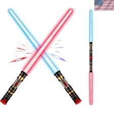 2 Pack Light up Sword Saber with FX Sounds Motion-Sensitive and Retractable H...