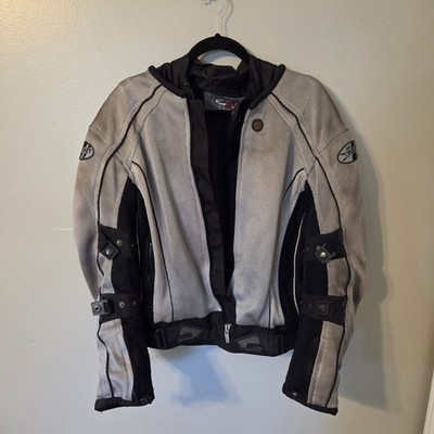 Joe Rocket Mens Motorcycle Gray Jacket Armored Padded Riding Zip Coat Biker. M