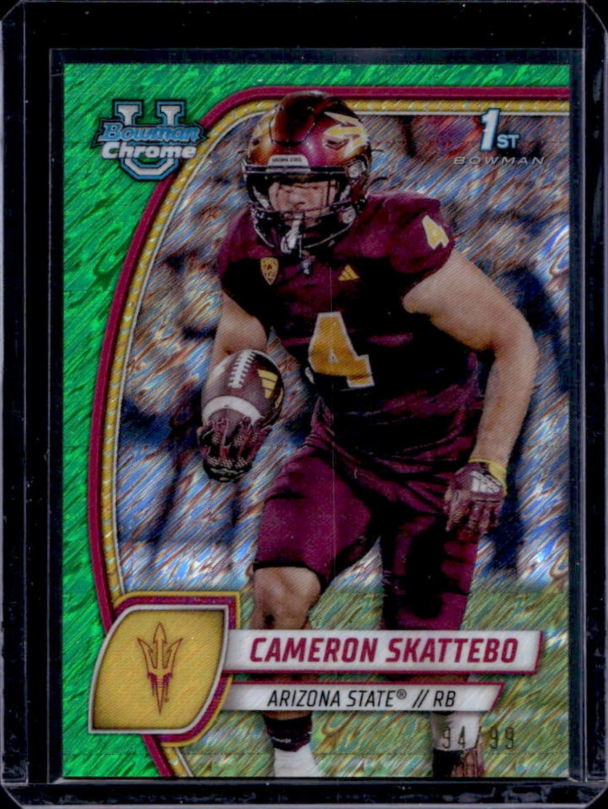 2024 Bowman Chrome U Cameron Skattebo Green Shimmer Refractor 1st #94/99