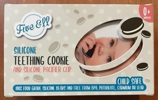 Silicone Teething Cookie  Pacifier Clip With Case Child Safe 0 Months