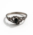 Gothic Ring Crystal Statement Silver & Black Unique Kitsch Jewellery Regal Dark