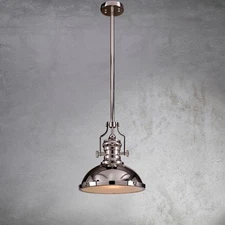 CraftHome 1-Light 13" Modern Industrial Single Dome Pendant Antique Brass