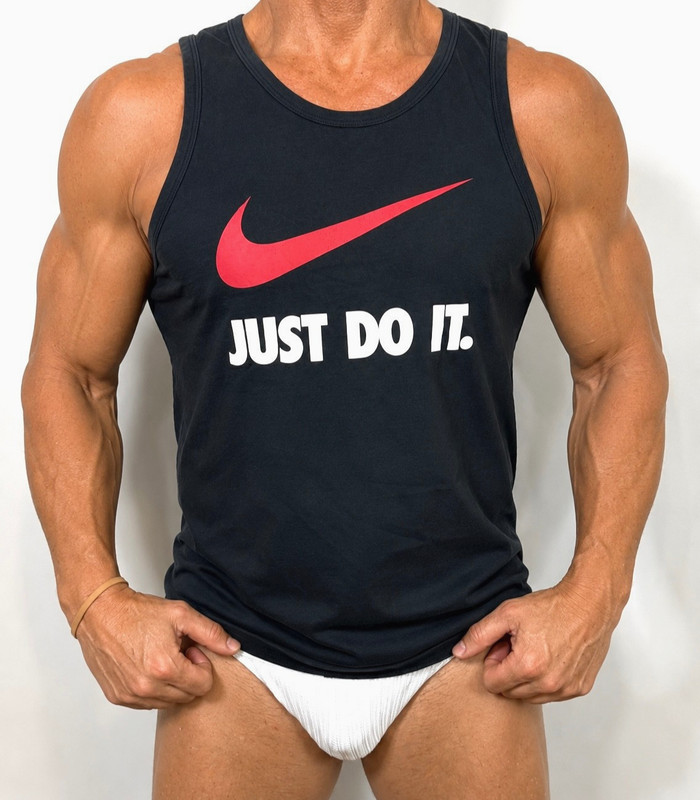 mens - NIKE  shirt - M - MUSCLE TANK - NIKE TEE - ATHLETIC CUT Black Just Do It