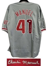 Custom Charlie Manuel Signed Philadelphia Phillies Jersey  Size XL   PSA COA