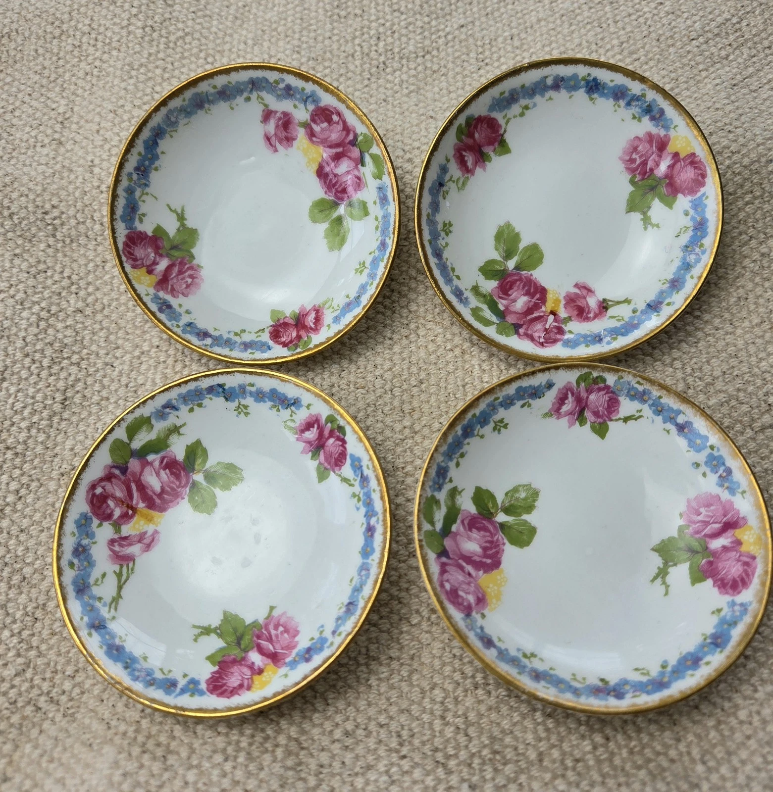 Set of 4 Butter Pats. Jean Pouyat, Limoges, France. Circa 1890-1932.