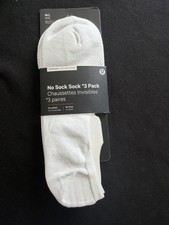 Lululemon Unisex No Sock Sock 3 Pack M/L No-Show No Cushion White NWT