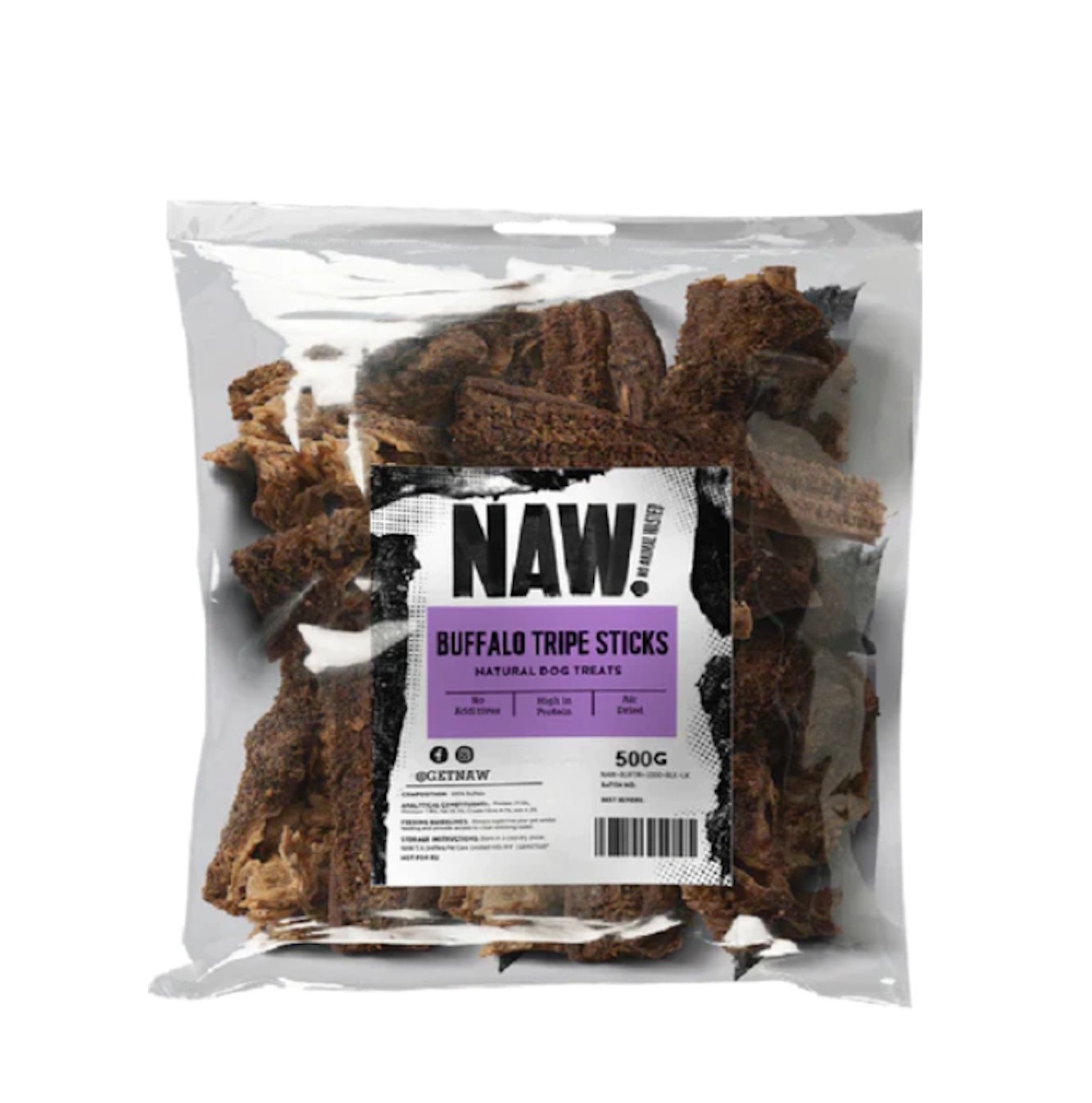 NAW BUFFALO TRIPE NATURAL DOG TREAT CHEW HIGH PROTEIN HEALTHY BULK 500G BAG