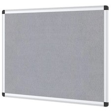 VIZ-PRO Notice Board Felt Gray, 36 X 24 Inches, Silver 36 x 24 Gray